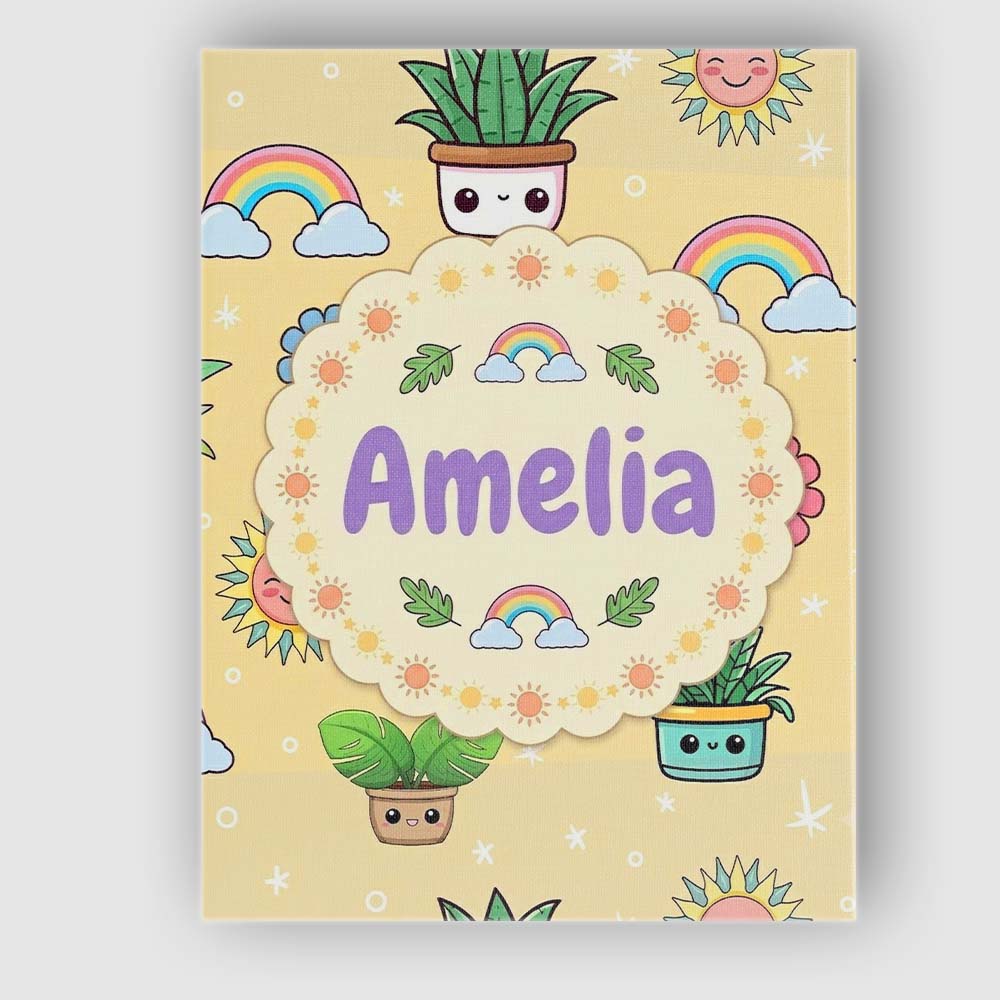 Personalised Name Cute Kawaii Plants Custom Premium Decorative Design Modern Room Accent Canvas Wall Art Print Decor Picture Ready to Hang