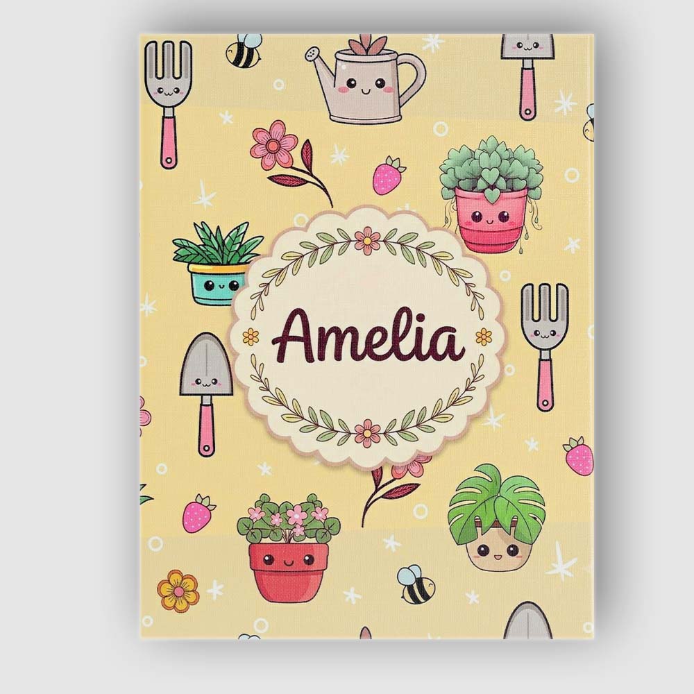 Personalised Name Cute Kawaii Garden Tools Custom Unique Gift Idea Elegant Feature Canvas Wall Art Print Decor Picture Ready to Hang