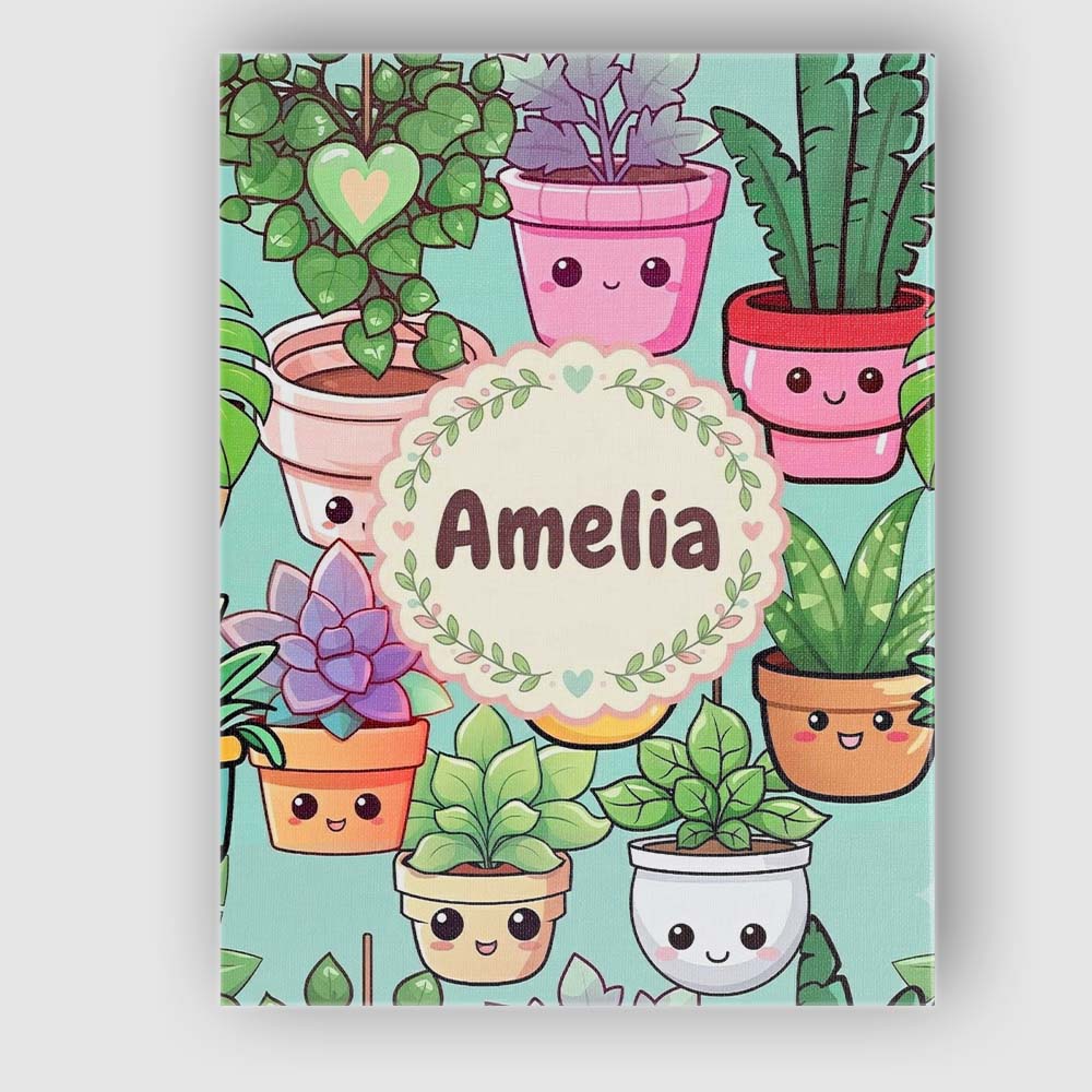 Personalised Name Cute Kawaii Indoor House Custom Unique Gift Idea Elegant Feature Canvas Wall Art Print Decor Picture Ready to Hang