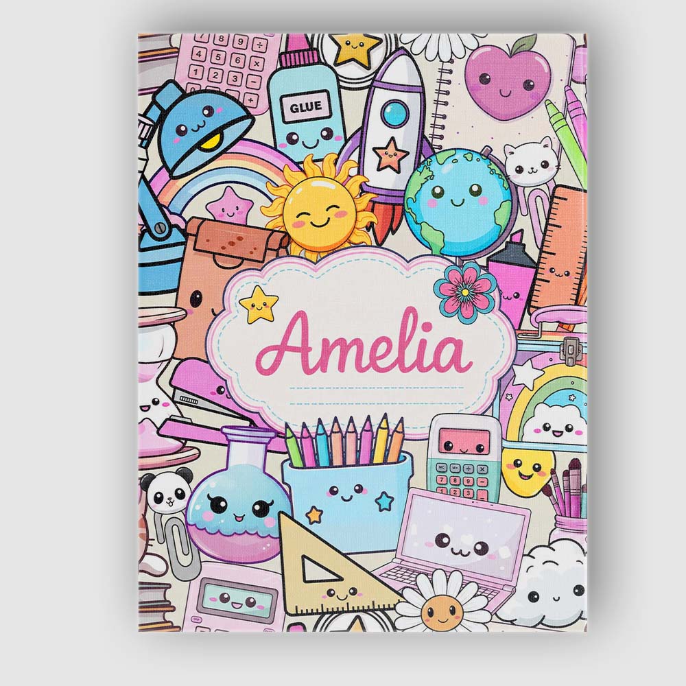 Personalised Name Cute Kawaii School Custom Premium Decorative Design Modern Room Accent Canvas Wall Art Print Decor Picture Ready to Hang
