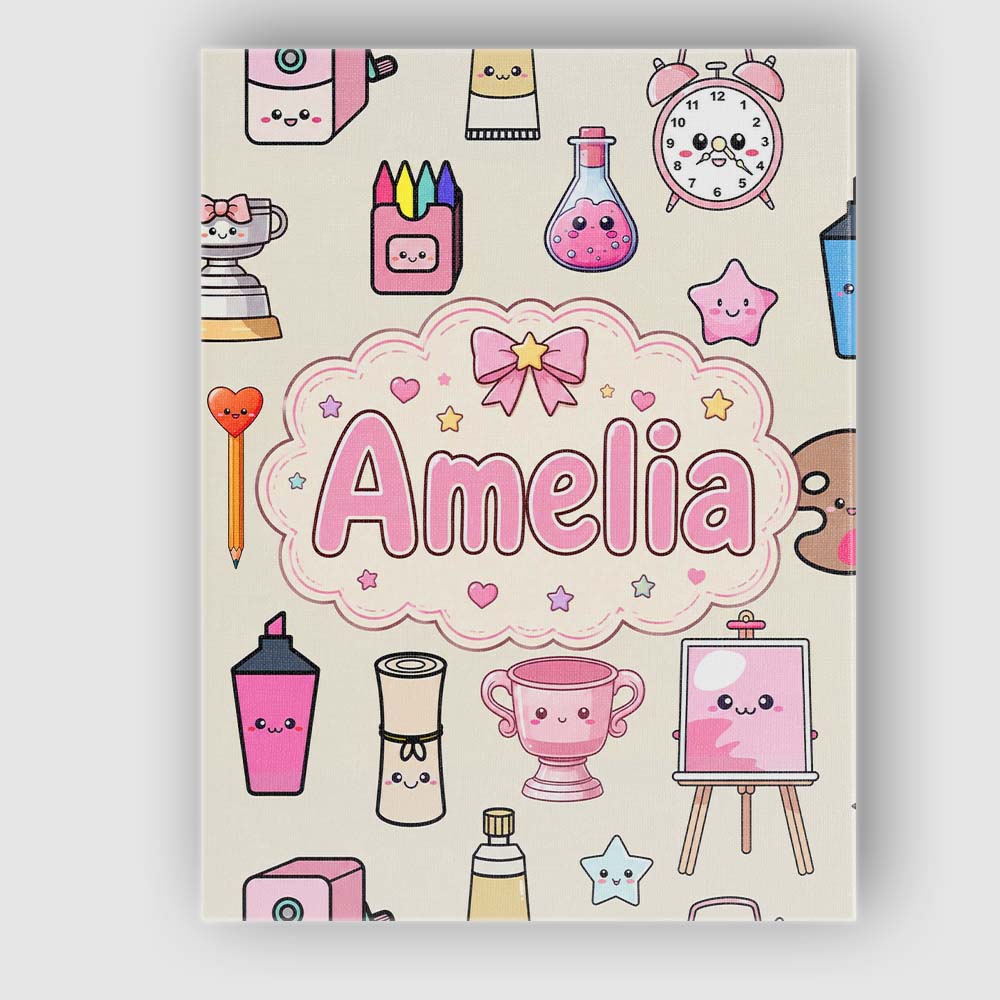 Personalised Name Cute Kawaii Graduation Custom Unique Gift Idea Elegant Feature Canvas Wall Art Print Decor Picture Ready to Hang