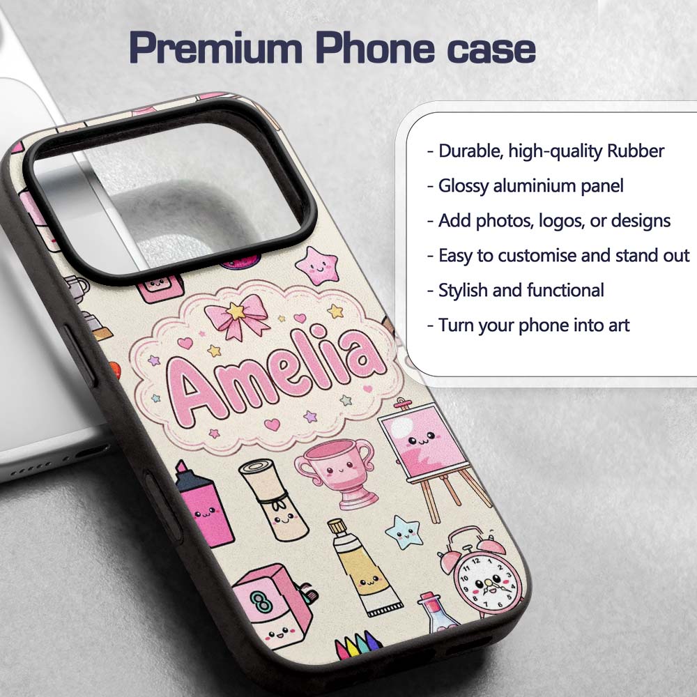 Cute Kawaii Graduation Student Art Printed Design Custom Name Protective Phone Case Mobile Cover Durable Everyday Smartphone Shock Resistant