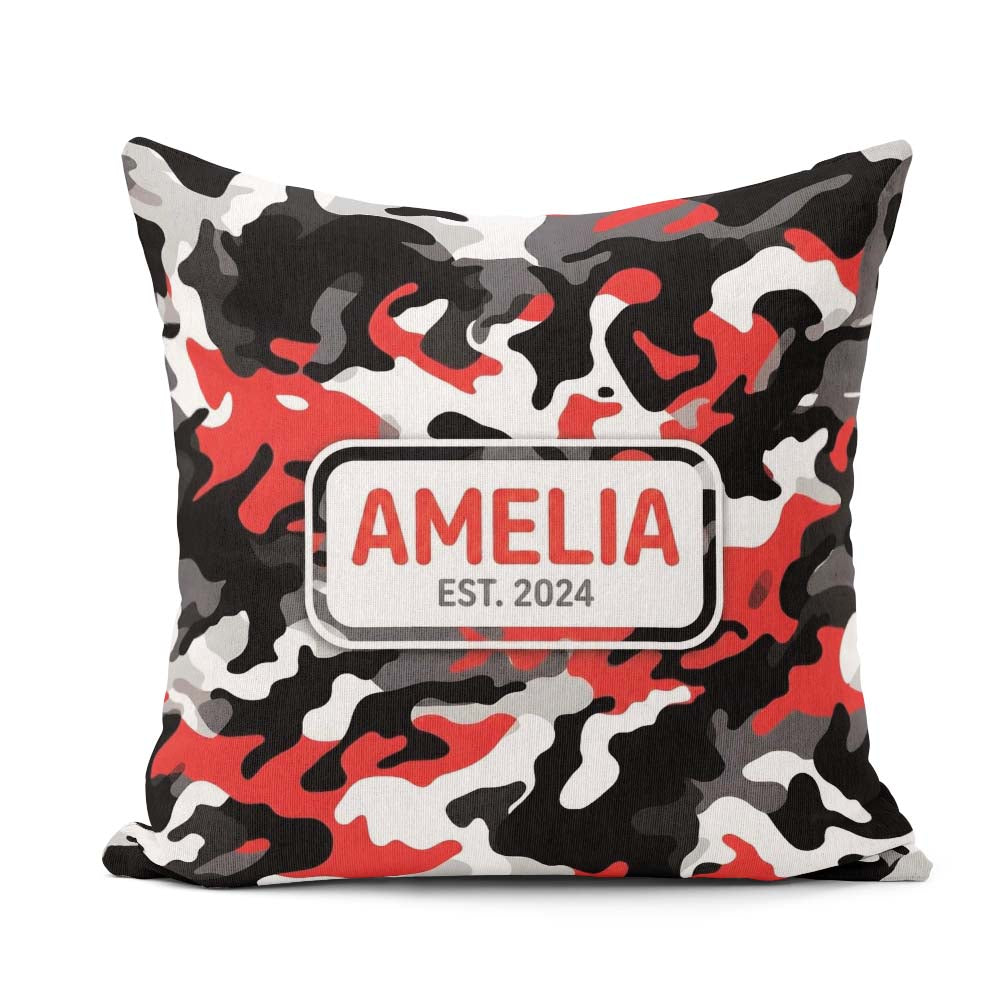 Custom Name Red Black White Bold Graphic Seamless Pattern Lovely Square Filled Cushion Throw Pillow Sofa Bed Home Decor Zip Washable UK Made