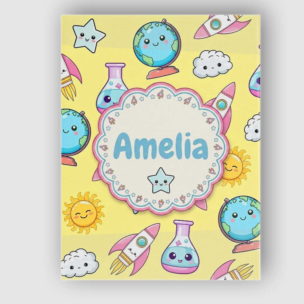 Personalised Name Cute Kawaii Space Rocket Custom Unique Gift Idea Elegant Feature Canvas Wall Art Print Decor Picture Ready to Hang
