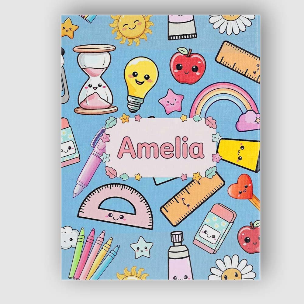 Personalised Name Cute Kawaii School Custom Premium Decorative Design Modern Room Accent Canvas Wall Art Print Decor Picture Ready to Hang