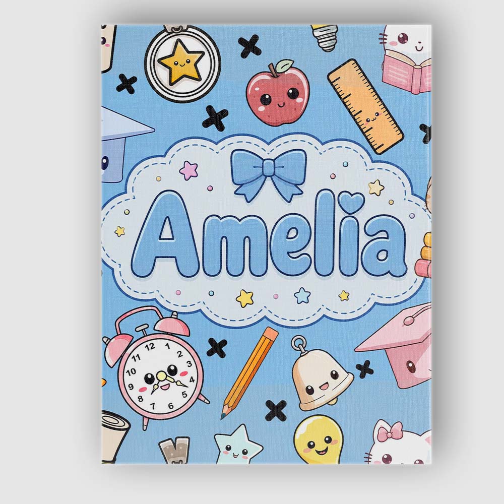 Personalised Name Cute Kawaii School Custom Premium Decorative Design Modern Room Accent Canvas Wall Art Print Decor Picture Ready to Hang