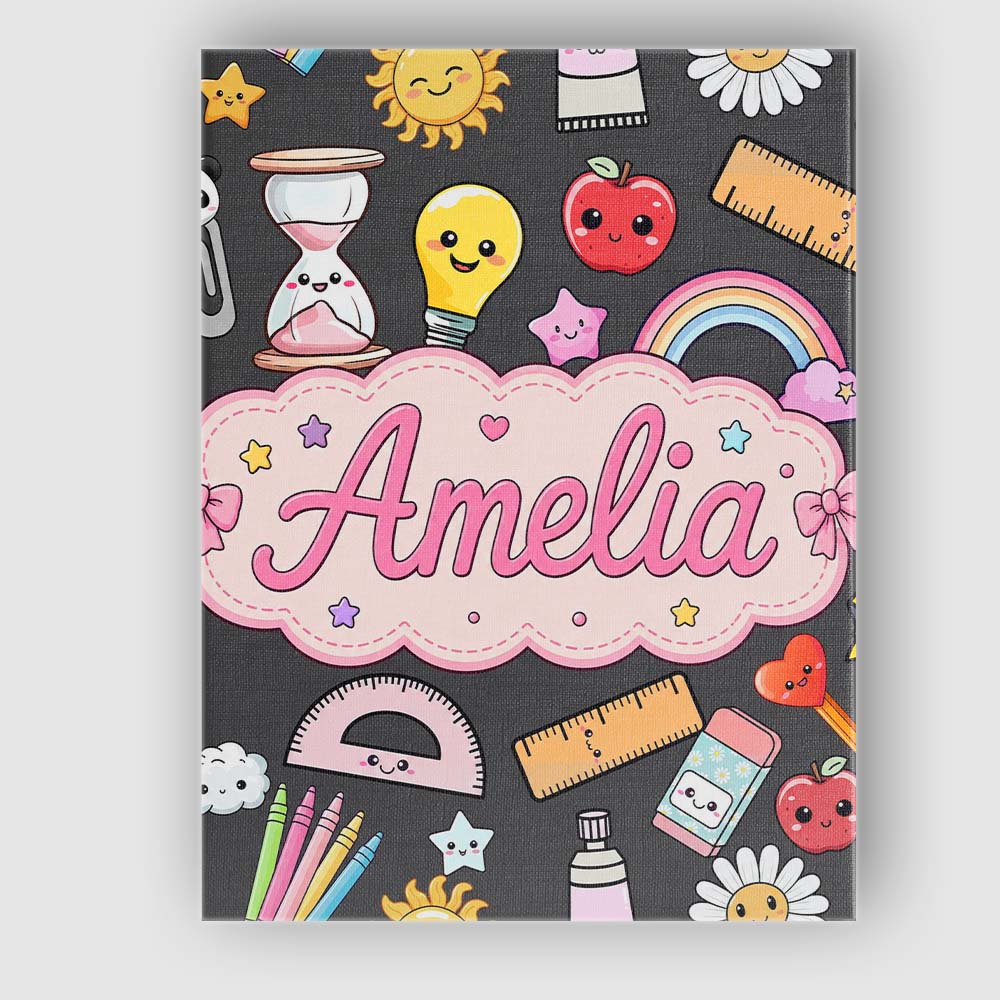 Personalised Name Cute Kawaii School Custom Premium Decorative Design Modern Room Accent Canvas Wall Art Print Decor Picture Ready to Hang