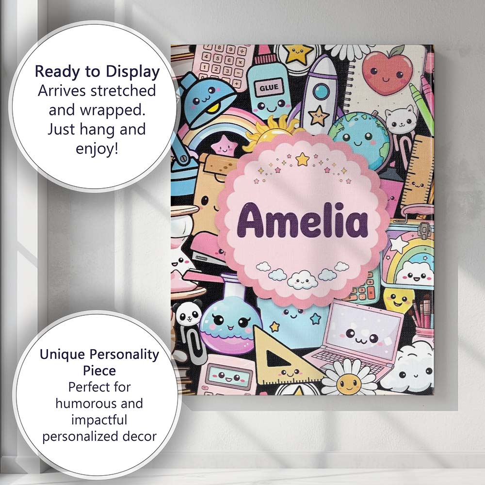 Personalised Name Classroom Supplies Custom Premium Decorative Design Modern Room Accent Canvas Wall Art Print Decor Picture Ready to Hang