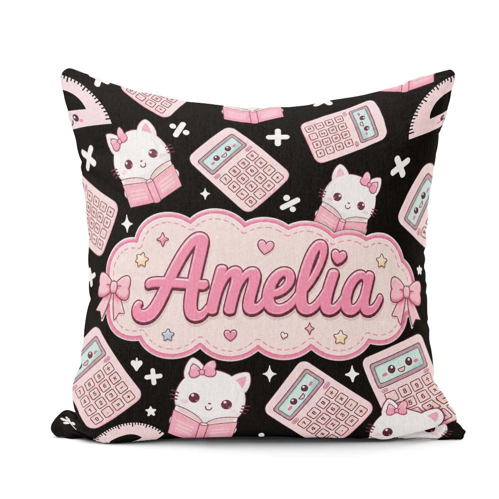 Custom Name Cute Kawaii Space Learning Rockets Sun Globe Science Square Filled Cushion Throw Pillow Sofa Bed Home Decor Zip Washable UK Made