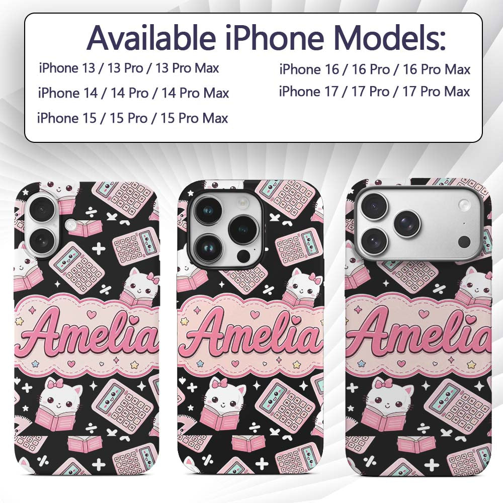 Cute Kawaii Space Learning Rockets Sun Globe Custom Name Protective Phone Case Mobile Cover Durable Everyday Smartphone Shock Resistant