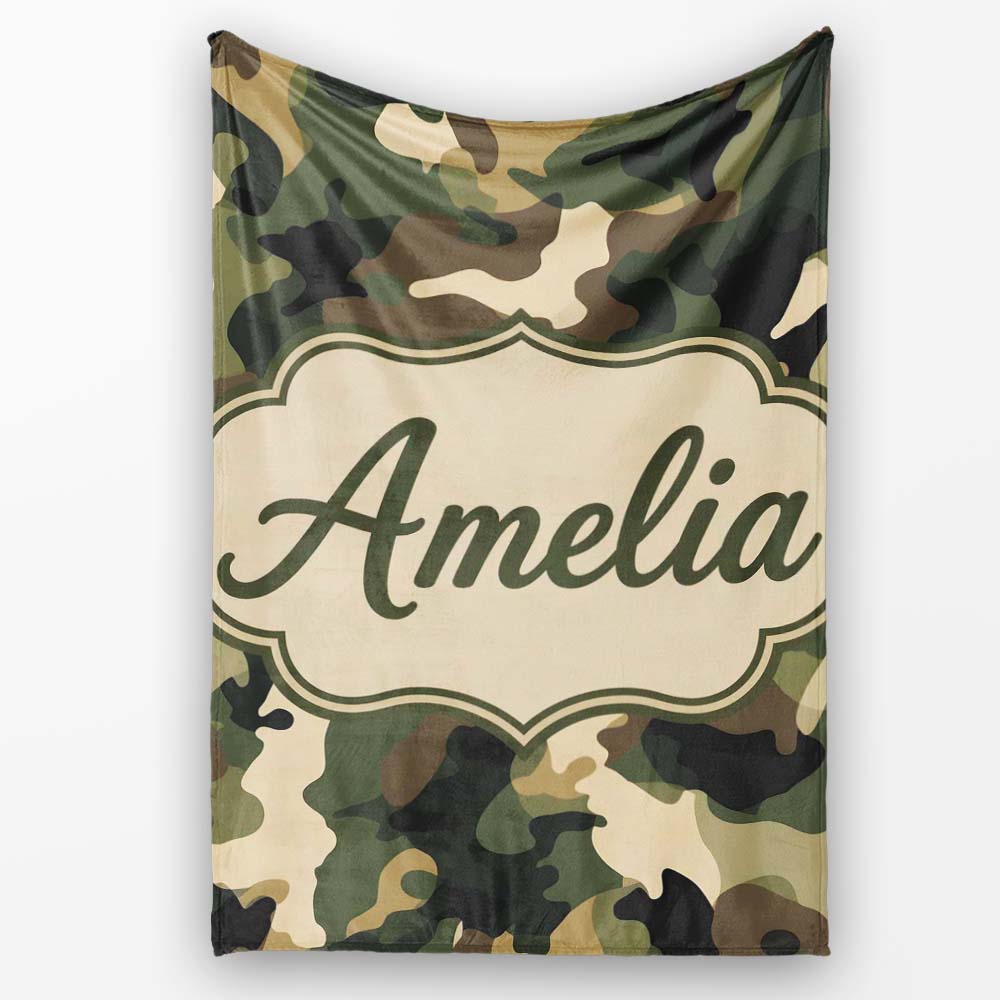 Deep Forest Camouflage Seamless Pattern Stylish Everyday Lovely Personalised Custom Name Super Soft Fleece Blanket Bed Sofa Throw