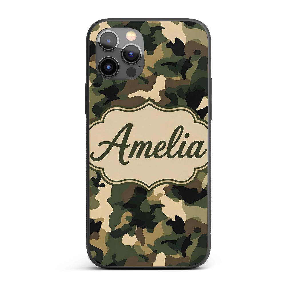 Deep Forest Camouflage Seamless Printed Design Custom Name Protective Phone Case Mobile Cover Durable Everyday Smartphone Shock Resistant
