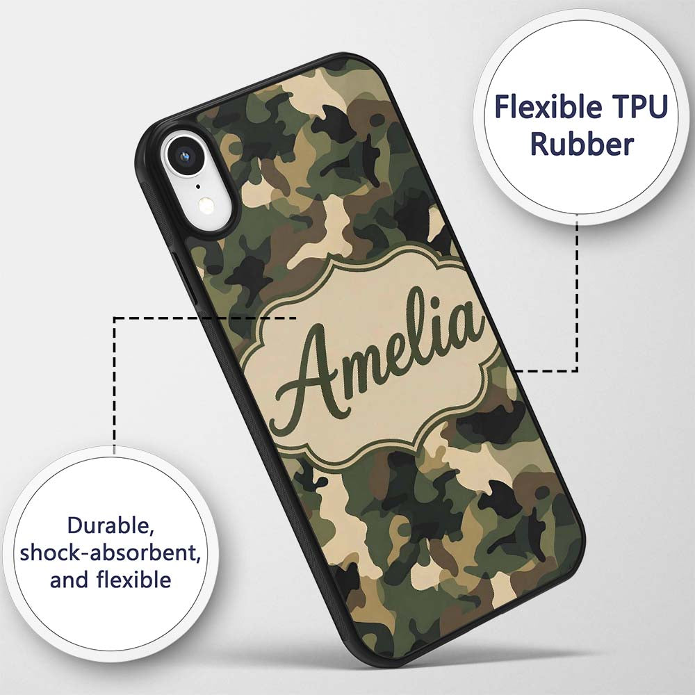 Deep Forest Camouflage Seamless Printed Design Custom Name Protective Phone Case Mobile Cover Durable Everyday Smartphone Shock Resistant