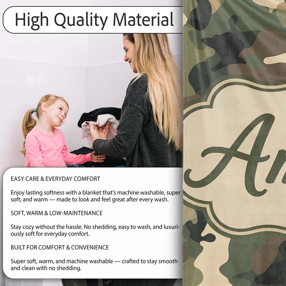 Deep Forest Camouflage Seamless Pattern Stylish Everyday Lovely Personalised Custom Name Super Soft Fleece Blanket Bed Sofa Throw