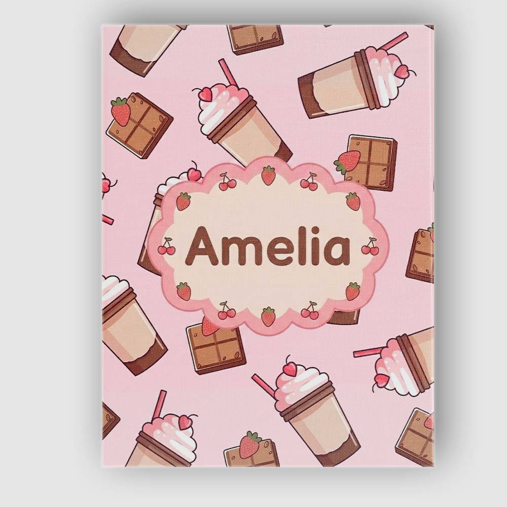 Personalised Name Cute Chocolate Milkshake Custom Unique Gift Idea Elegant Feature Canvas Wall Art Print Decor Picture Ready to Hang