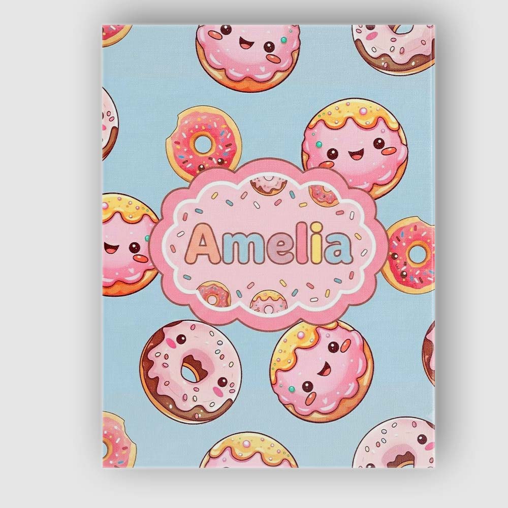 Personalised Name Cute Kawaii Donuts Sky Custom Unique Gift Idea Elegant Feature Canvas Wall Art Print Decor Picture Ready to Hang