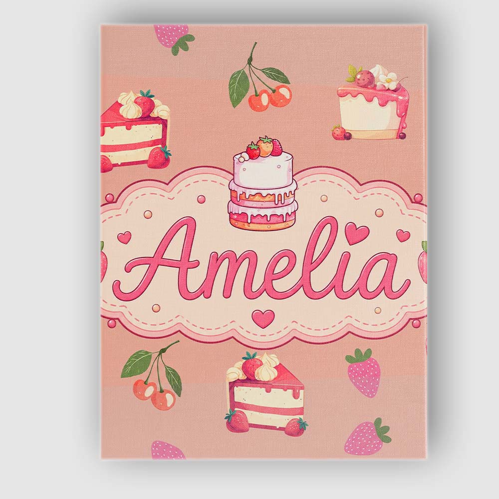 Personalised Name Cute Strawberry Cherry Custom Unique Gift Idea Elegant Feature Canvas Wall Art Print Decor Picture Ready to Hang