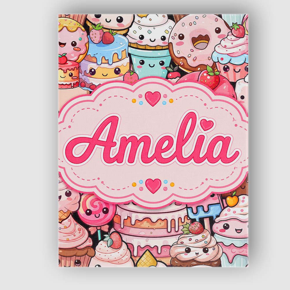 Personalised Name Desserts Cakes Cupcakes Custom Unique Gift Idea Elegant Feature Canvas Wall Art Print Decor Picture Ready to Hang