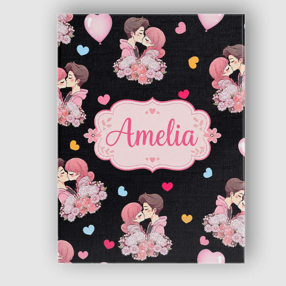 Personalised Name Valentines Love Couple Custom Unique Gift Idea Elegant Feature Canvas Wall Art Print Decor Picture Ready to Hang