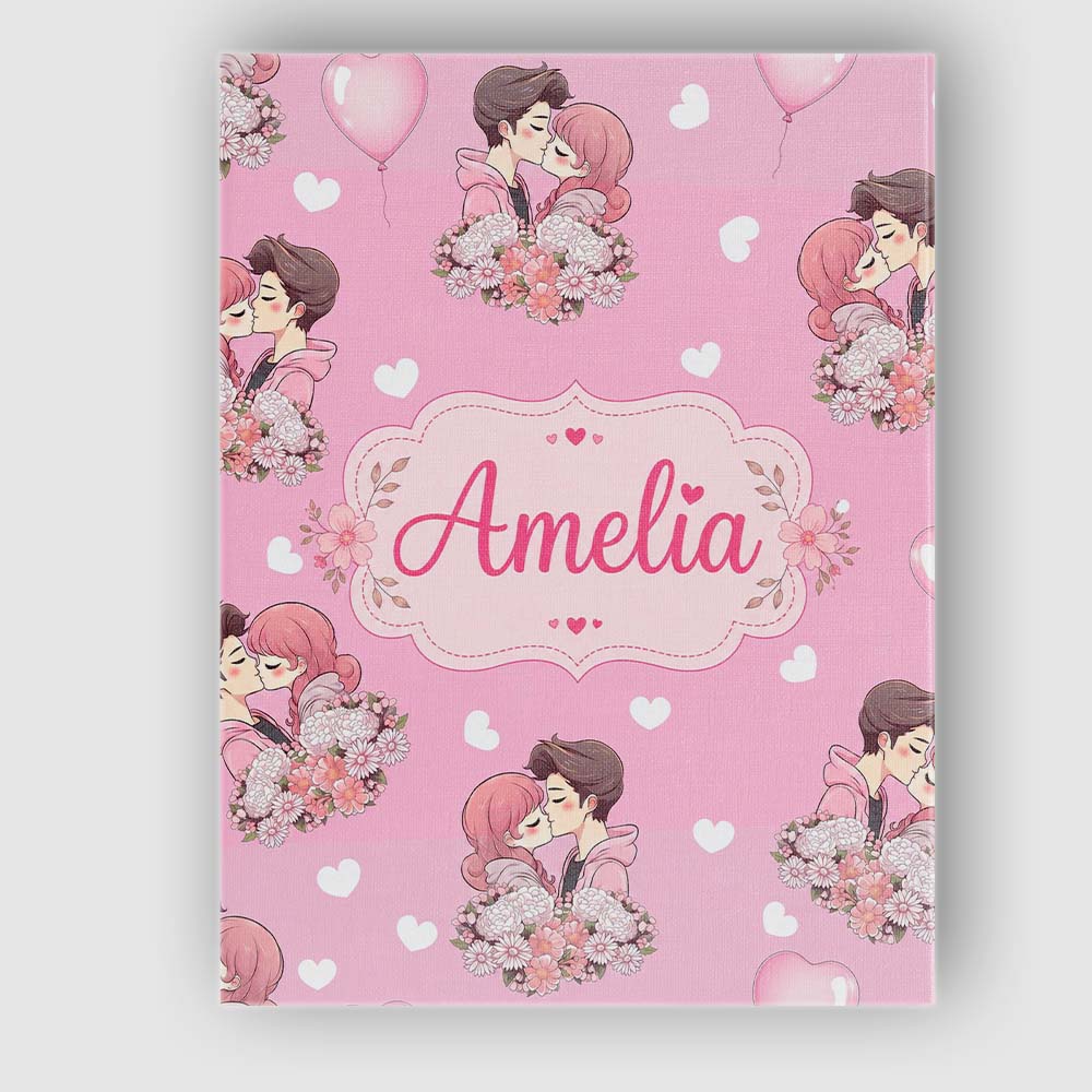 Personalised Name Cute Valentines Couple Custom Unique Gift Idea Elegant Feature Canvas Wall Art Print Decor Picture Ready to Hang