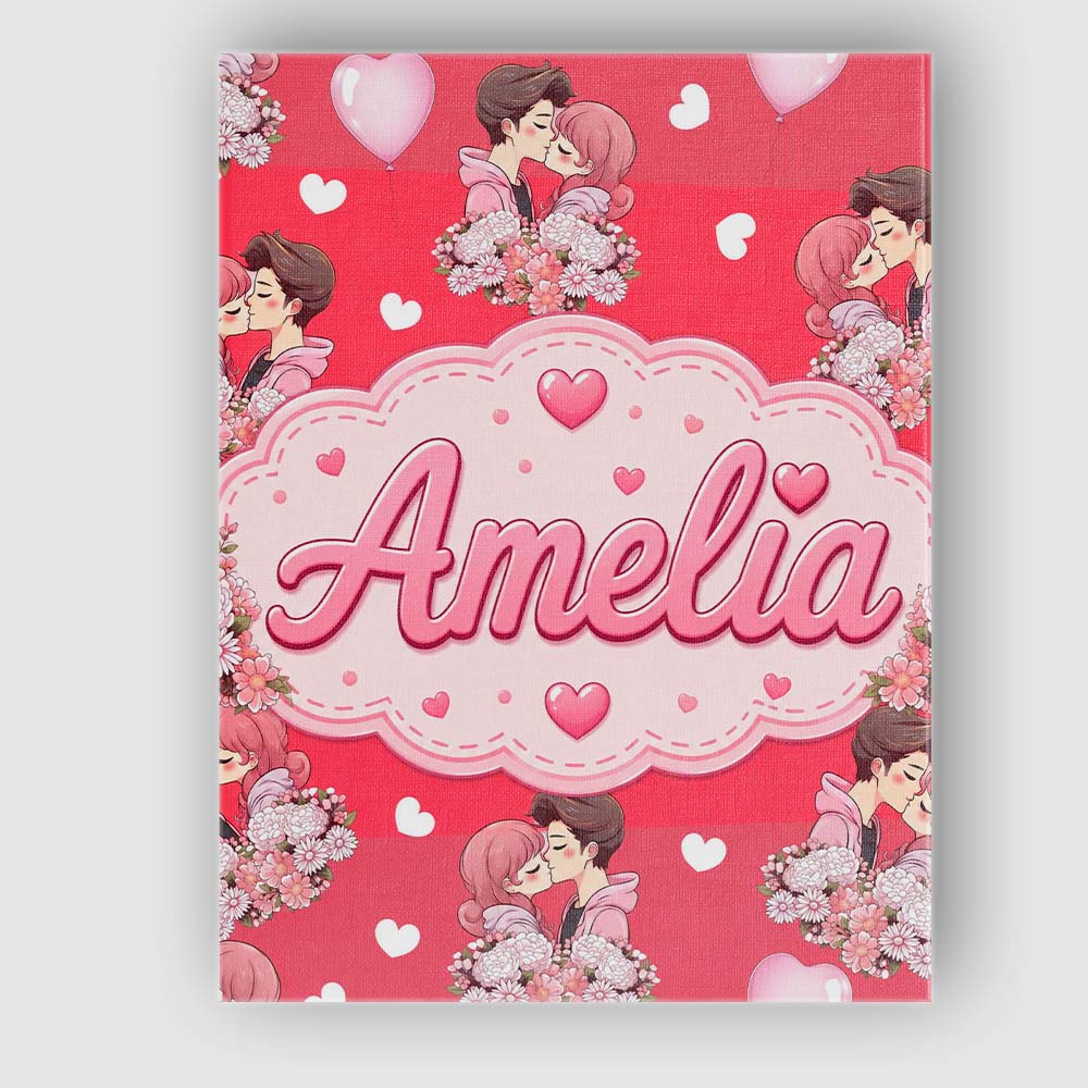 Personalised Name Cute Valentines Couple Custom Unique Gift Idea Elegant Feature Canvas Wall Art Print Decor Picture Ready to Hang