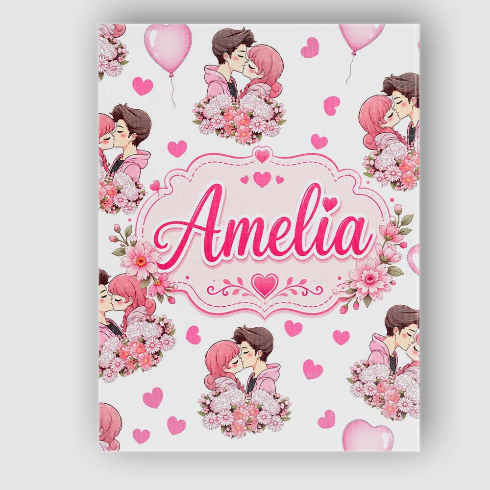 Personalised Name Cute Valentines Couple Custom Unique Gift Idea Elegant Feature Canvas Wall Art Print Decor Picture Ready to Hang