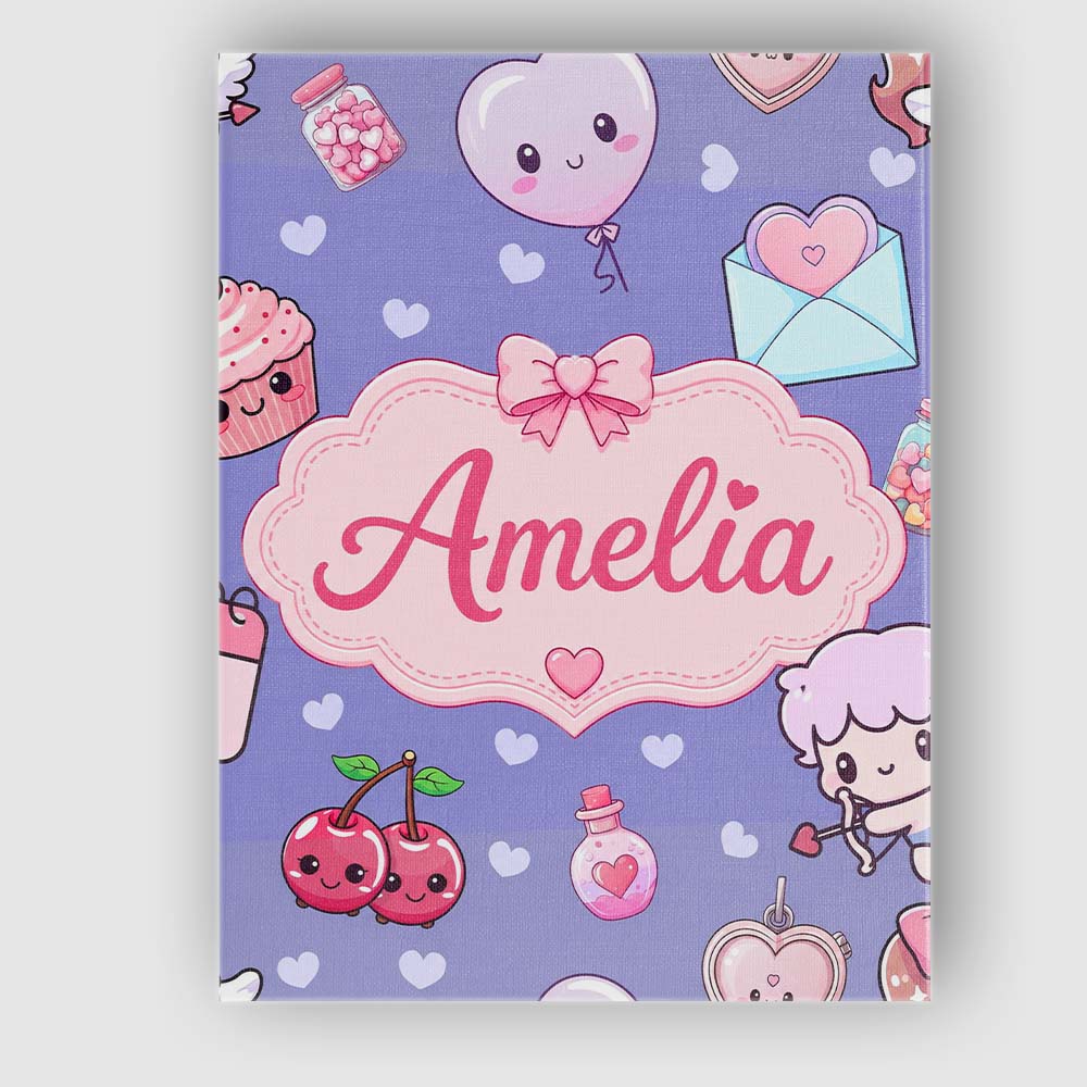 Personalised Name Cute Cupid Angels Hearts Custom Unique Gift Idea Elegant Feature Canvas Wall Art Print Decor Picture Ready to Hang
