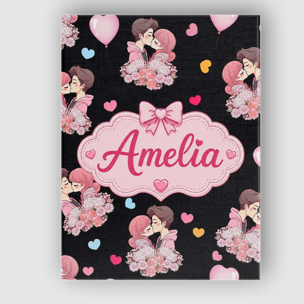 Personalised Name Romantic Couple Kissing Custom Unique Gift Idea Elegant Feature Canvas Wall Art Print Decor Picture Ready to Hang