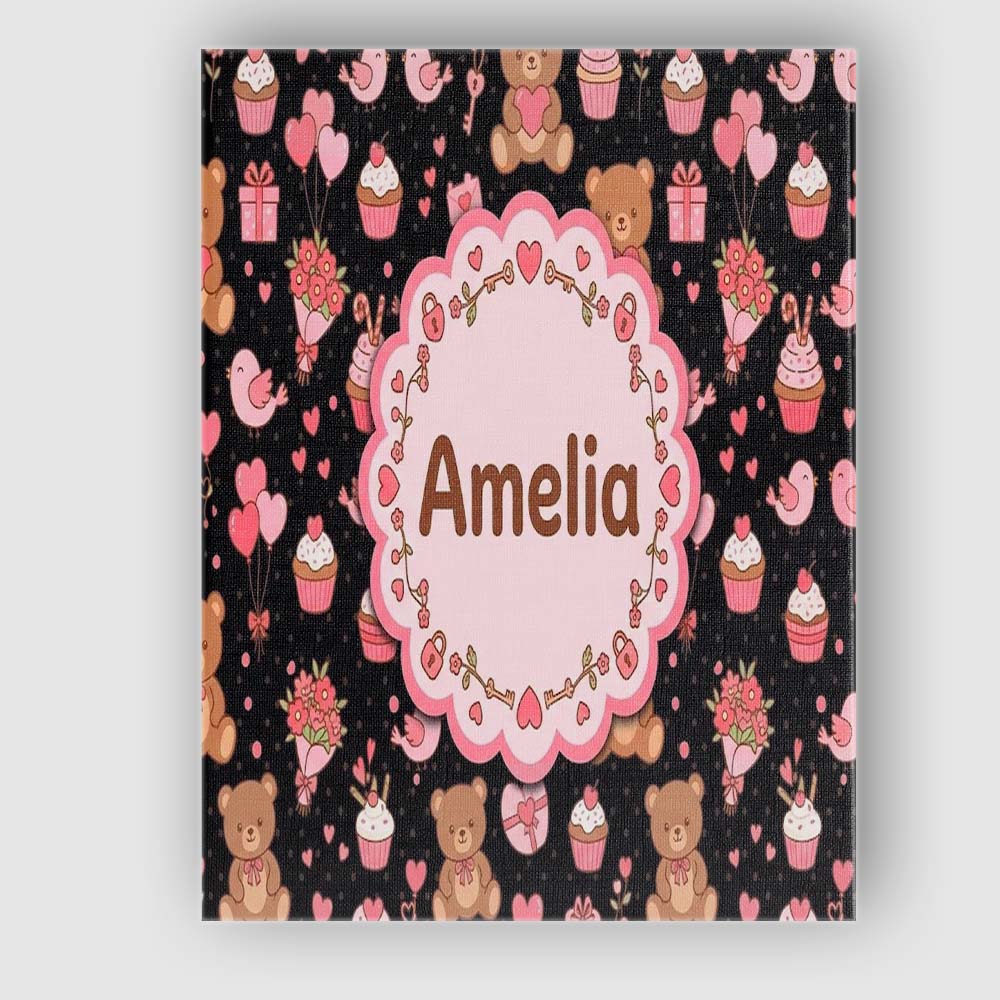 Personalised Name Cute Teddy Bears Gifts Custom Unique Gift Idea Elegant Feature Canvas Wall Art Print Decor Picture Ready to Hang