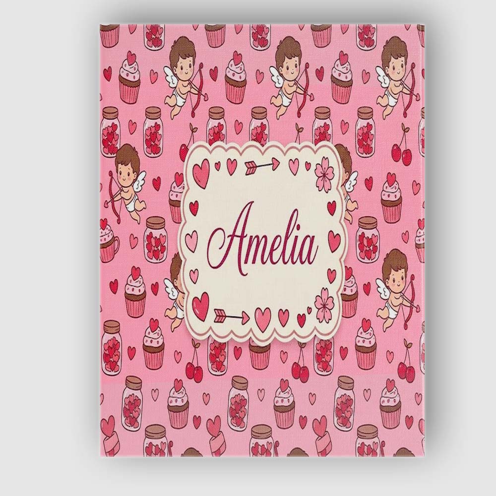 Personalised Name Cupid Angels Hearts Custom Modern Room Accent Creative Decorator Style Canvas Wall Art Print Decor Picture Ready to Hang