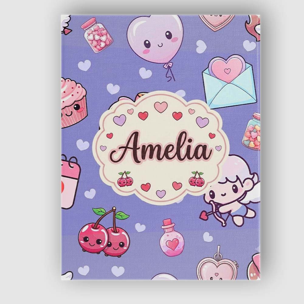 Personalised Name Cupid Angels Hearts Custom Modern Room Accent Creative Decorator Style Canvas Wall Art Print Decor Picture Ready to Hang