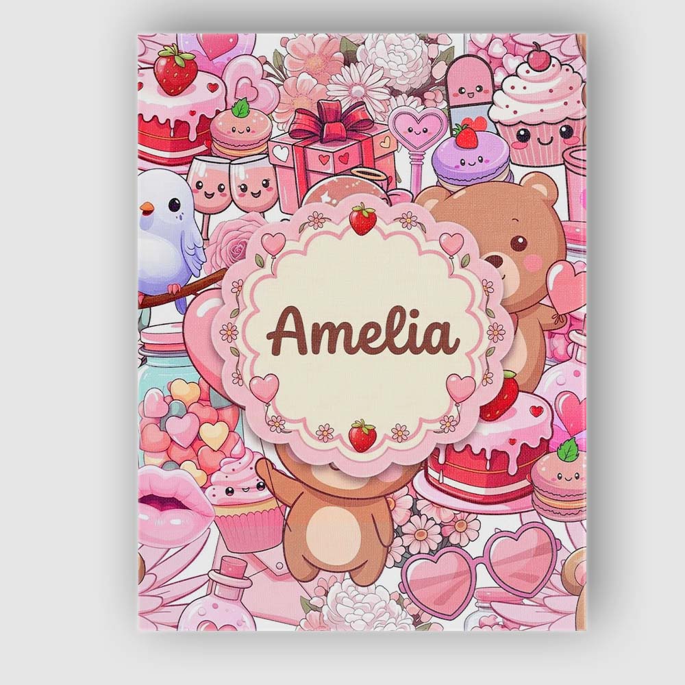 Personalised Name Abstract Floral Red Custom Modern Room Accent Creative Decorator Style Canvas Wall Art Print Decor Picture Ready to Hang