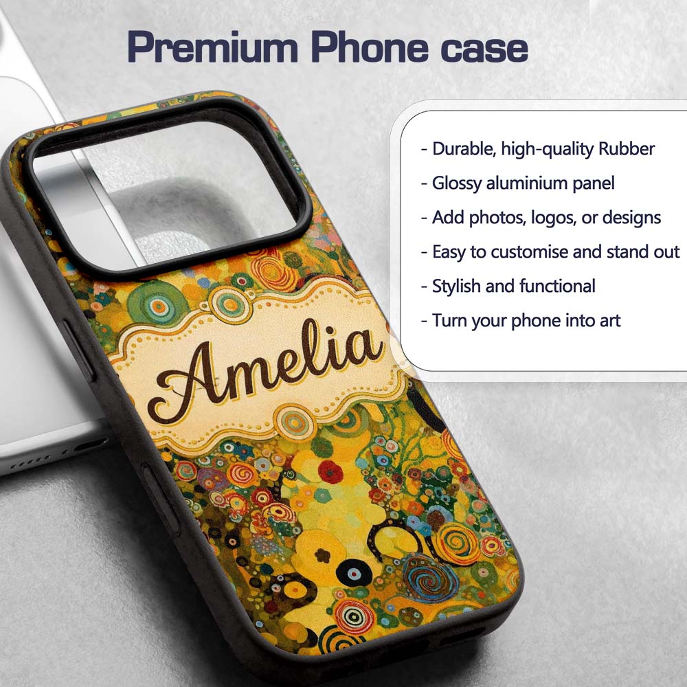 Abstract Colorful Floral Garden Artistic Modern Custom Name Protective Phone Case Mobile Cover Durable Everyday Smartphone Shock Resistant
