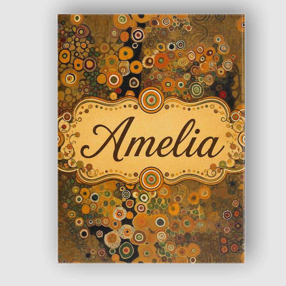 Personalised Name Golden Abstract Mosaic Custom Unique Gift Idea Elegant Feature Canvas Wall Art Print Decor Picture Ready to Hang