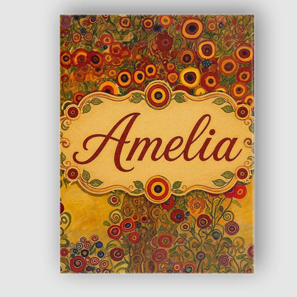Personalised Name Rich Red Floral Tree Custom Modern Room Accent Elegant Feature Canvas Wall Art Print Decor Picture Ready to Hang