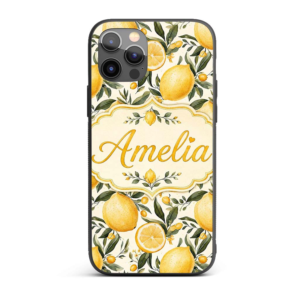 Lemon Citrus Botanical Light Background Seamless Custom Name Protective Phone Case Mobile Cover Durable Everyday Smartphone Shock Resistant