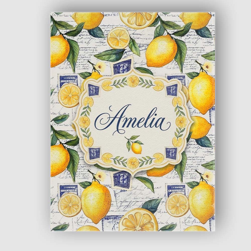 Personalised Name Classic Lemon Fruit Custom Modern Room Accent Creative Decorator Style Canvas Wall Art Print Decor Picture Ready to Hang