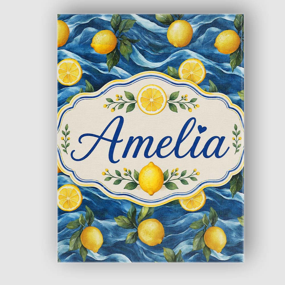 Personalised Name Hand Painted Lemon Fruit Custom Unique Gift Idea Elegant Feature Canvas Wall Art Print Decor Picture Ready to Hang