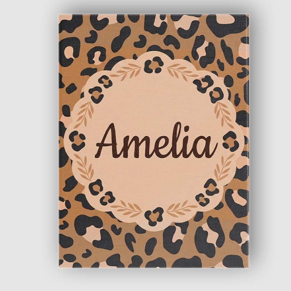 Personalised Name Modern Leopard Animal Custom Unique Gift Idea Elegant Feature Canvas Wall Art Print Decor Picture Ready to Hang