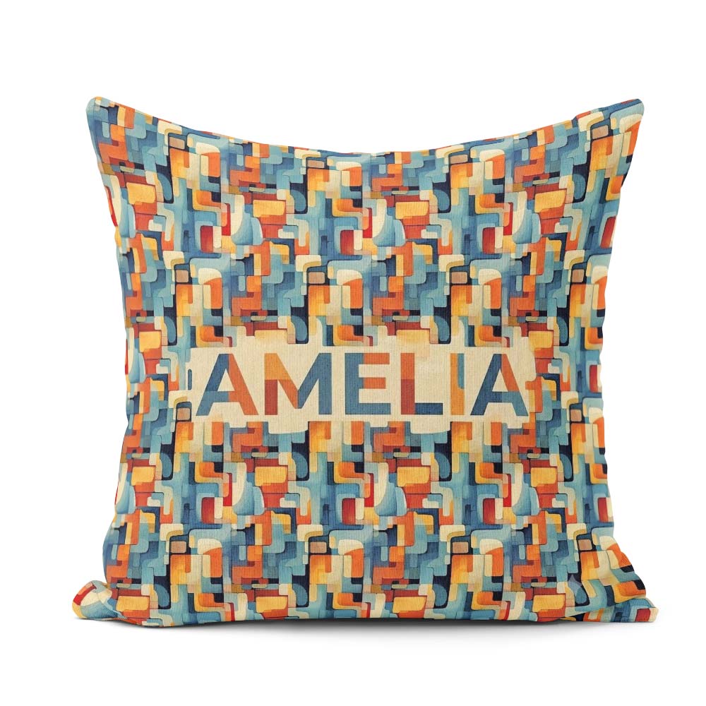 Custom Name Abstract Geometric Colorful Century Seamless Pattern Square Filled Cushion Throw Pillow Sofa Bed Home Decor Zip Washable UK Made