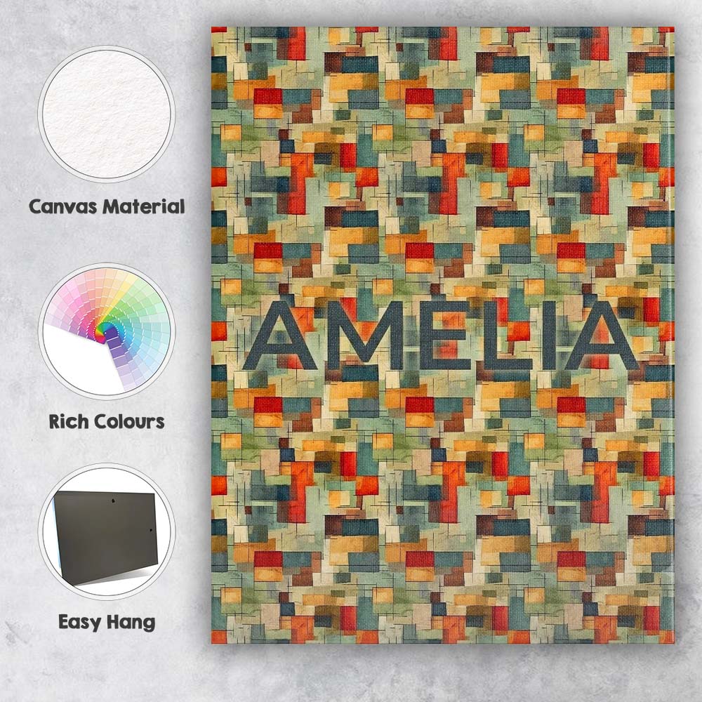 Personalised Name Textured Abstract Mid Custom Modern Room Accent Elegant Feature Canvas Wall Art Print Decor Picture Ready to Hang