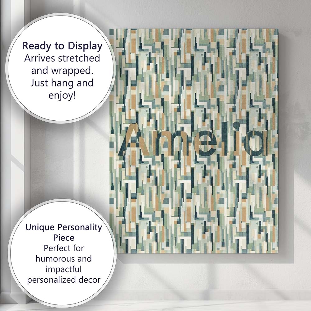 Personalised Name Geometric Abstract Mosaic Custom Bespoke Interior Contemporary Canvas Wall Art Print Decor Picture Ready to Hang