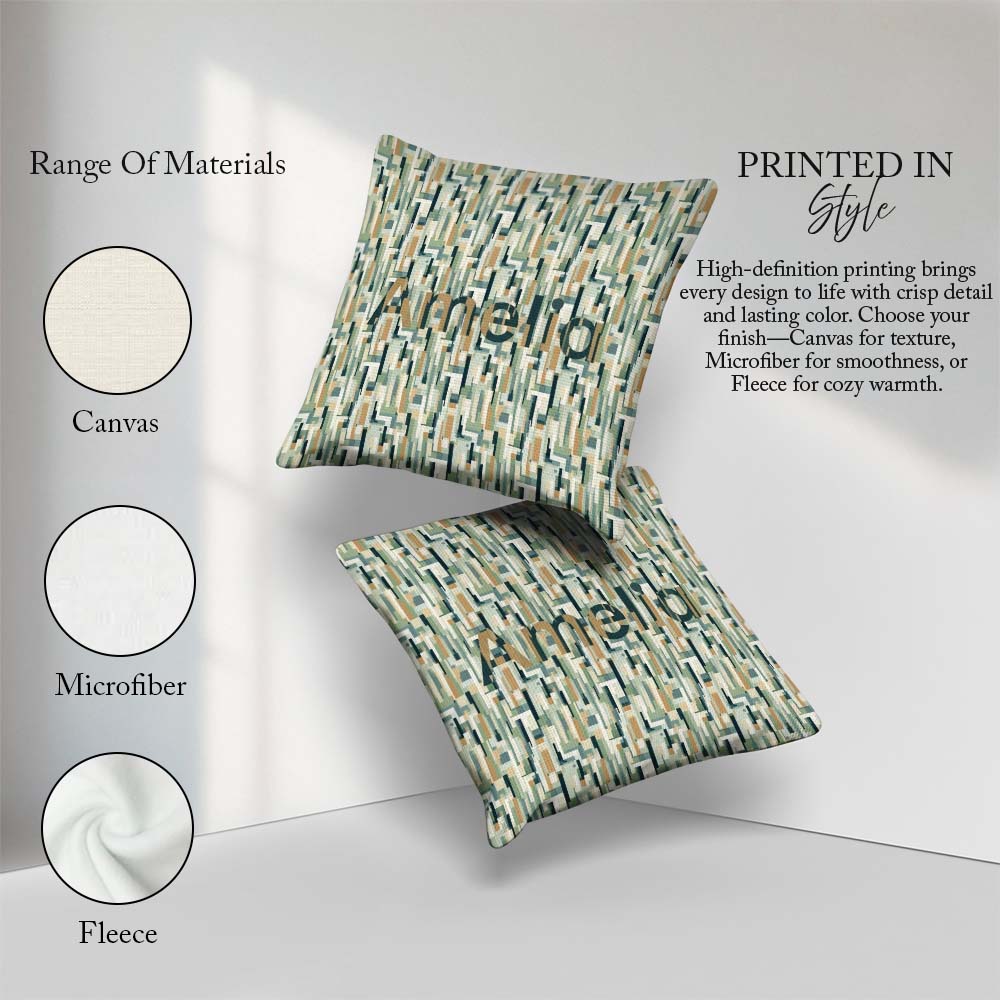 Custom Name Geometric Abstract Mosaic Artistic Seamless Pattern Square Filled Cushion Throw Pillow Sofa Bed Home Decor Zip Washable UK Made