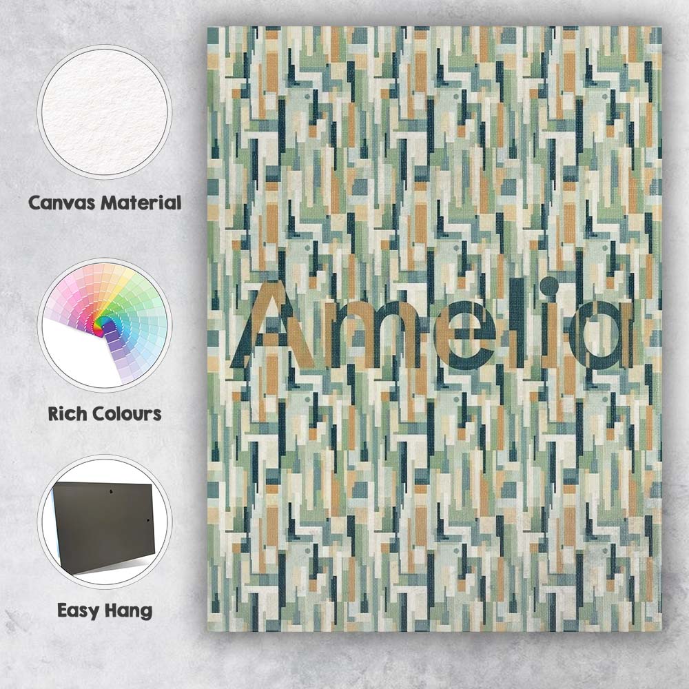 Personalised Name Geometric Abstract Mosaic Custom Bespoke Interior Contemporary Canvas Wall Art Print Decor Picture Ready to Hang