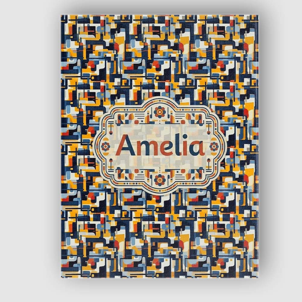 Personalised Name Bold Navy Mustard Abstract Custom Bespoke Contemporary Display Canvas Wall Art Print Decor Picture Ready to Hang
