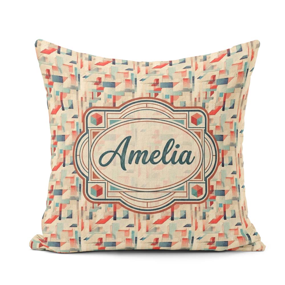 Custom Name Textured Abstract Brush Shapes Neutral Seamless Name Square Filled Cushion Throw Pillow Sofa Bed Home Decor Zip Washable UK Made