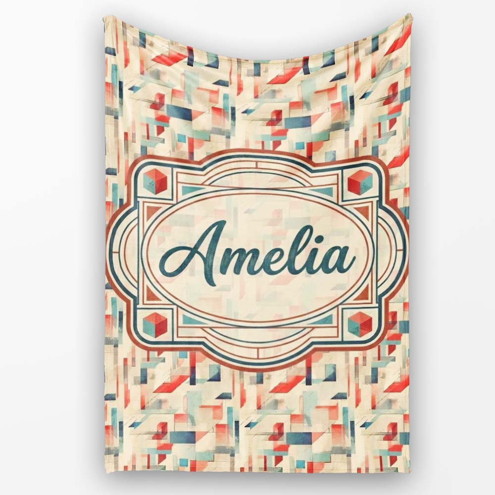Textured Abstract Brush Shapes Neutral Seamless Pattern Name Cute Personalised Custom Name Super Soft Fleece Blanket Bed Sofa Throw