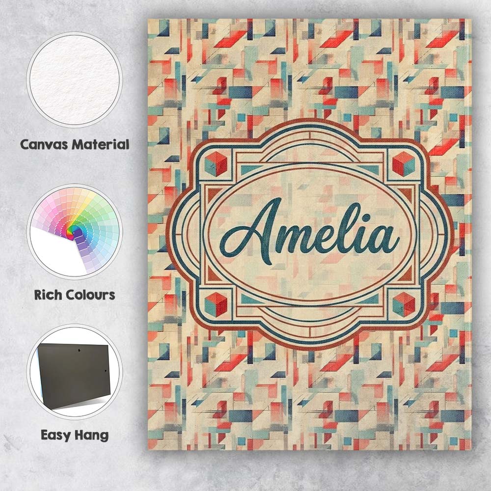 Personalised Name Textured Abstract Brush Custom Unique Gift Idea Elegant Feature Canvas Wall Art Print Decor Picture Ready to Hang