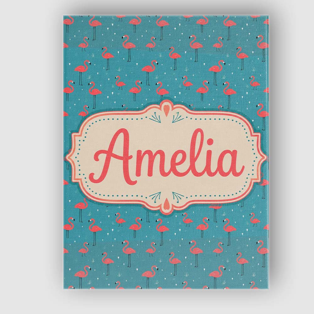 Personalised Name Minimal Flamingo Birds Custom Unique Gift Idea Elegant Feature Canvas Wall Art Print Decor Picture Ready to Hang