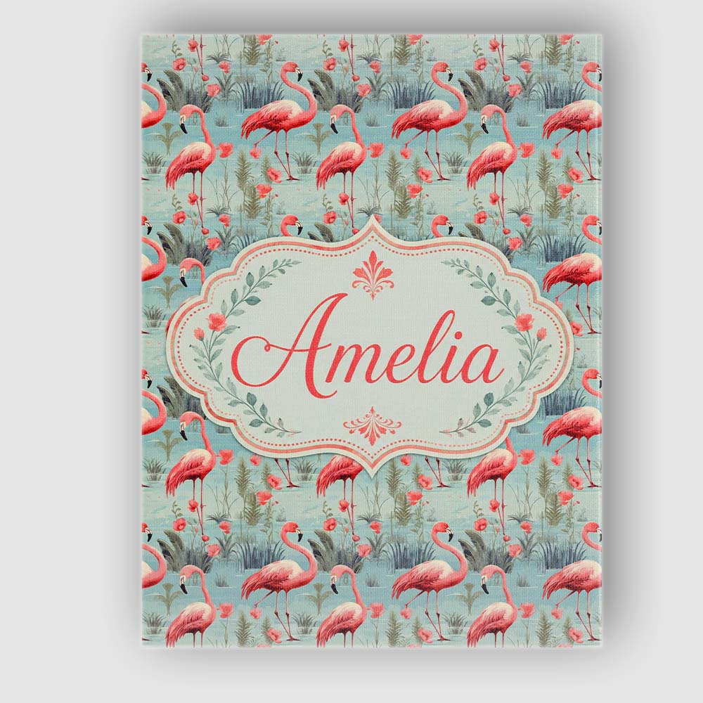 Personalised Name Elegant Flamingo Birds Custom Interior Decorative Contemporary Canvas Wall Art Print Decor Picture Ready to Hang